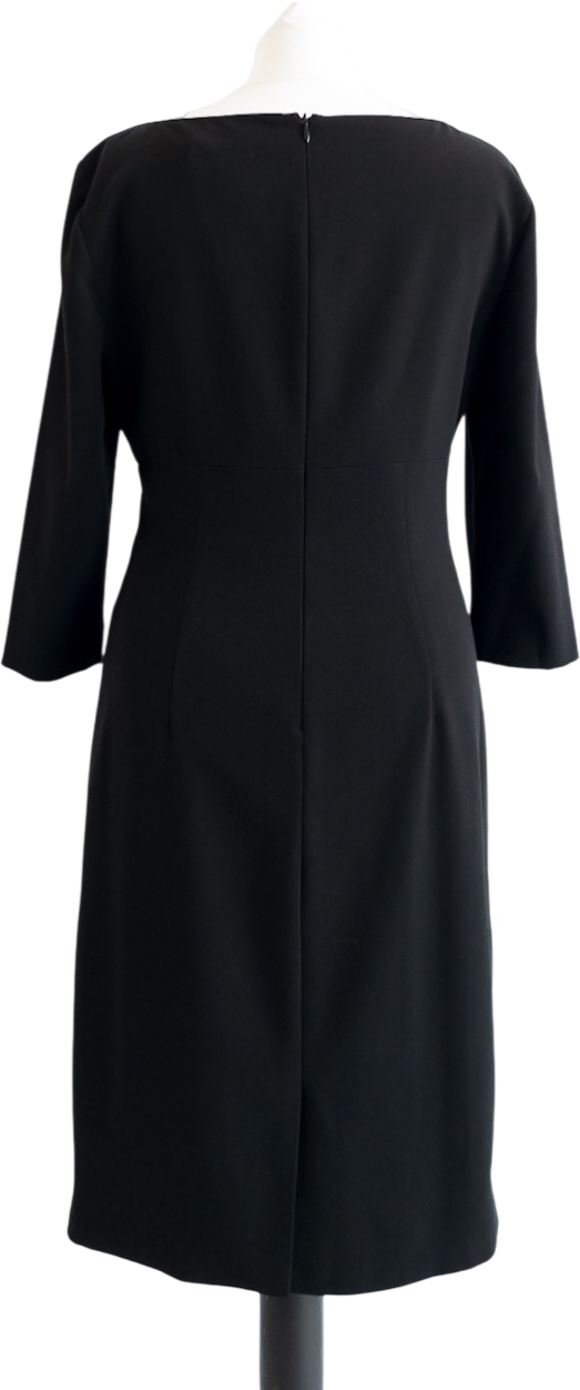 Calvin Klein Black V-neck 3/4 Sleeve Tailored Fitted  Dress Us8 UK 12