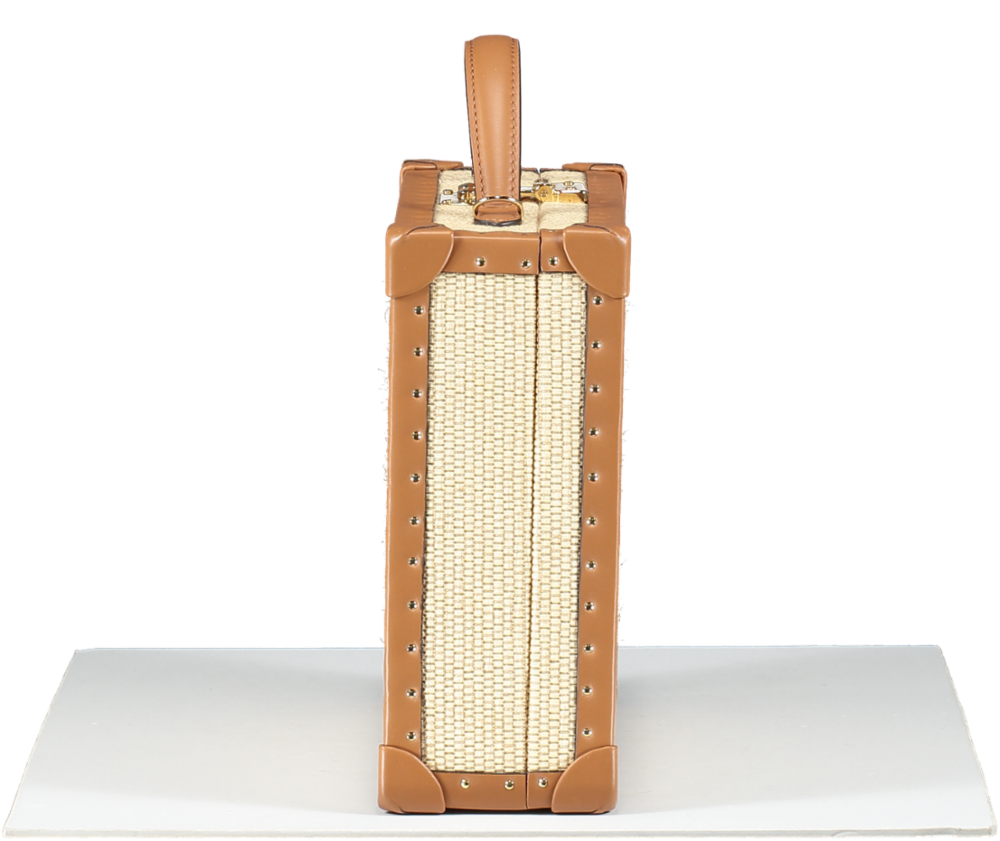 Tanner Krolle x Aerin Luxury Wicker Vanity Bag With Leather Shoulder Strap