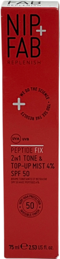 Nip+Fab Peptide Fix 2in1 Tone & Top Up Mist 4% Spf50 75ml