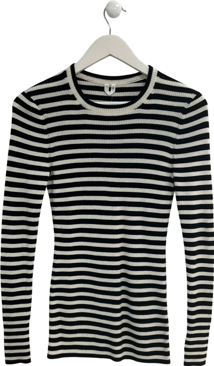 Arket Black Ribbed Striped Top UK S/M