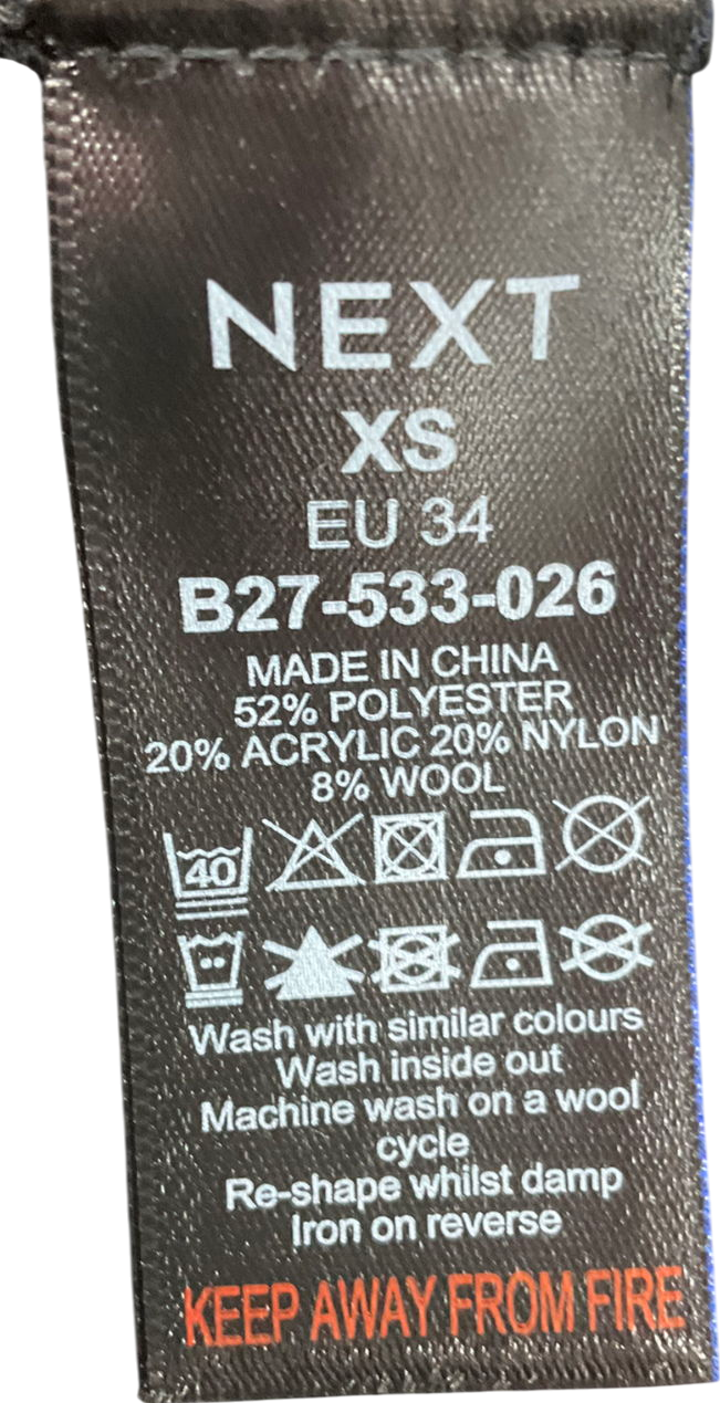 Next Black High Roll Neck Rib Knitted Jumper With Wool UK XS