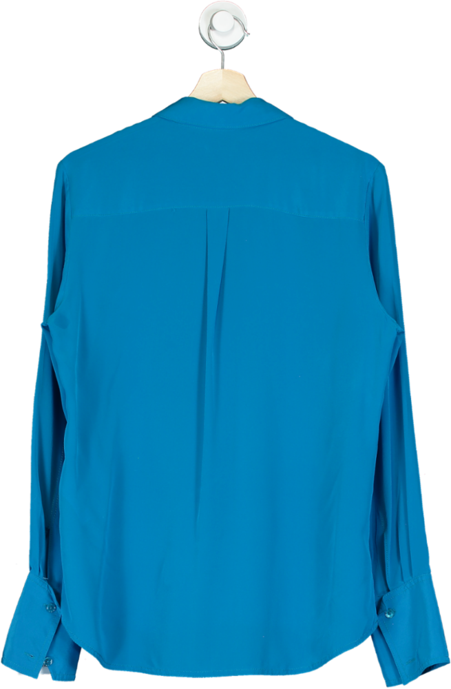 Jigsaw Blue Silk Long Sleeve Blouse UK 10