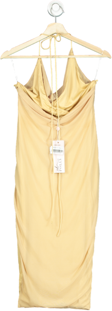 Oh Polly Beige Cowl Neck Midi Dress UK 6