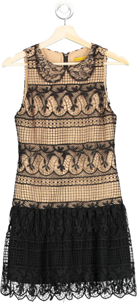 Alice + Olivia Black Lace Mini Dress UK S
