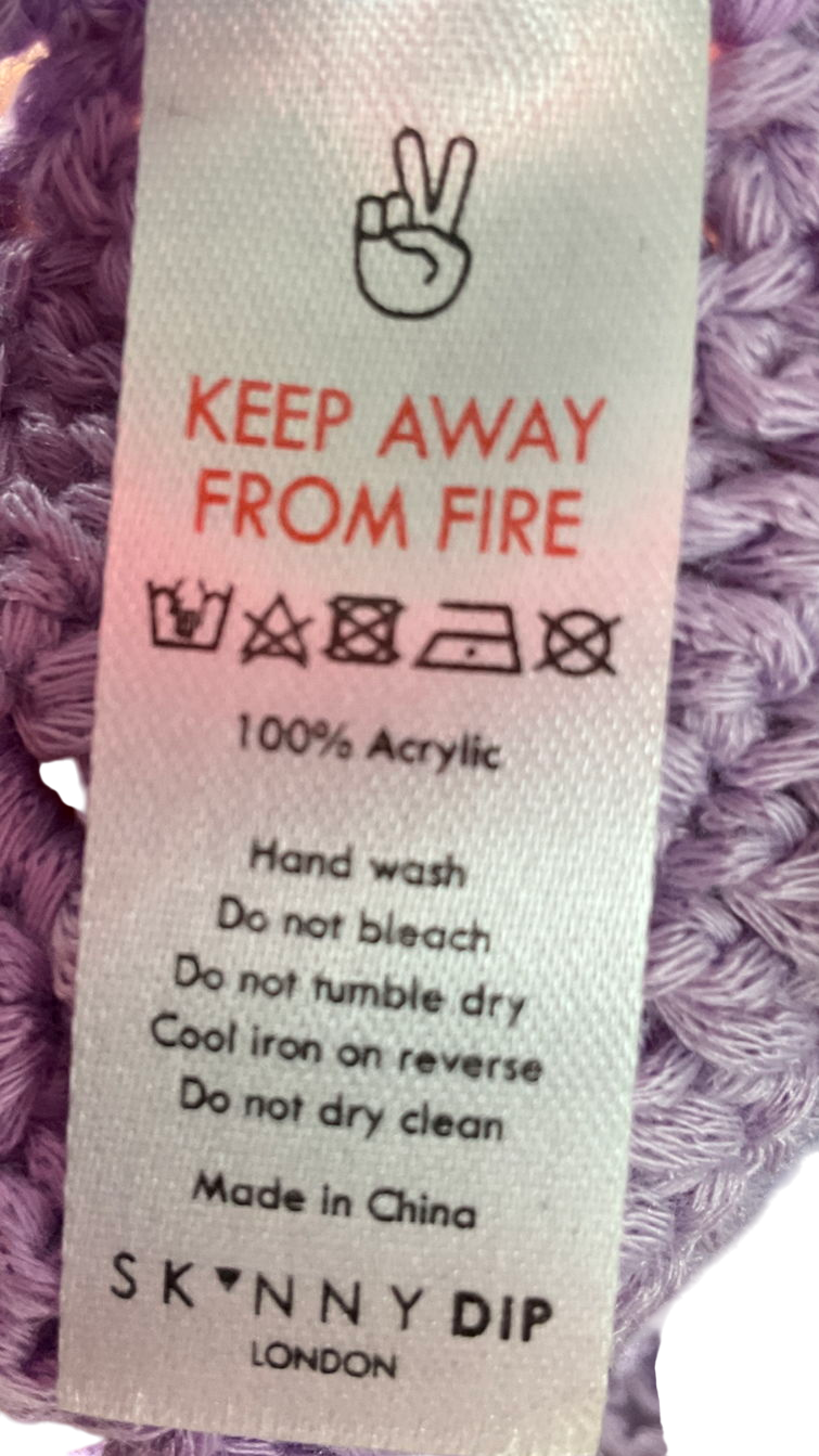 Skinnydip Purple Handmade Butterfly Crochet Top UK S