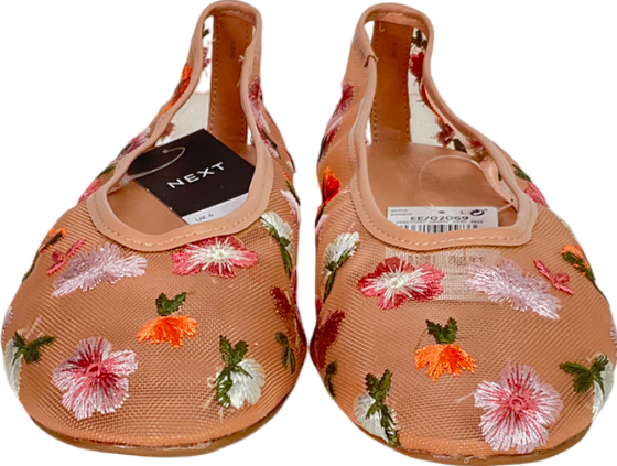 Next Blush Nude Forever Comfort  Embroidered Mesh Ballerinas UK 4 EU 37 👠