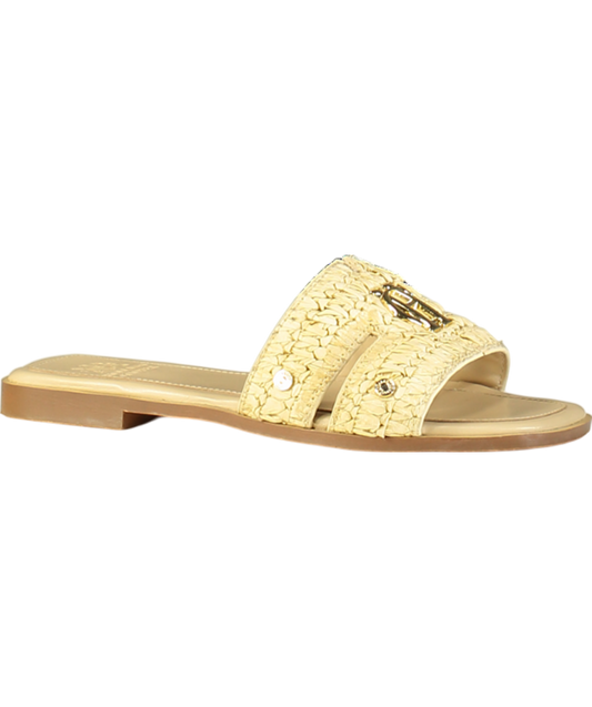 Holland Cooper Beige Naturl straw Monogram Slides UK 4 EU 37 👠