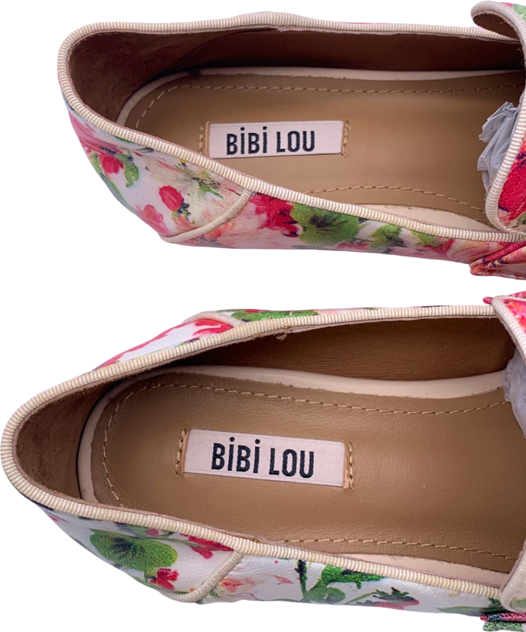 Bibi Lou Pink Floral Print Loafers UK 6 EU 39