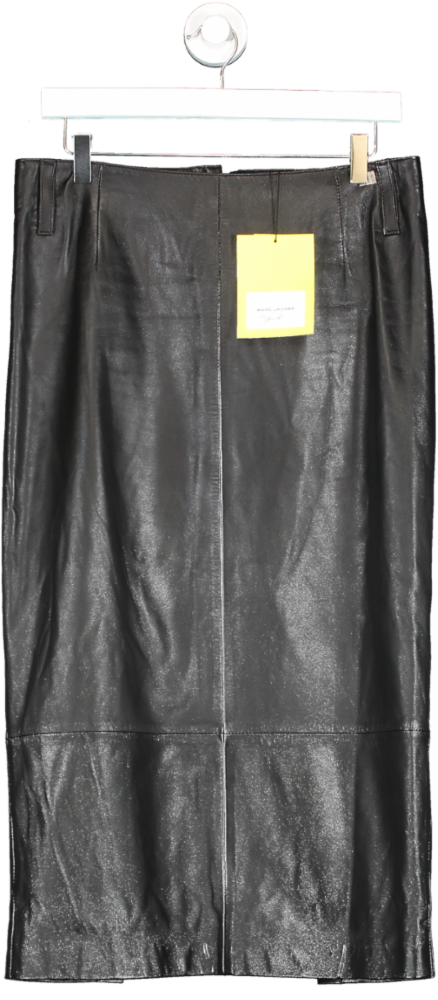 Marc Jacobs Black Leather Slim Skirt UK 6