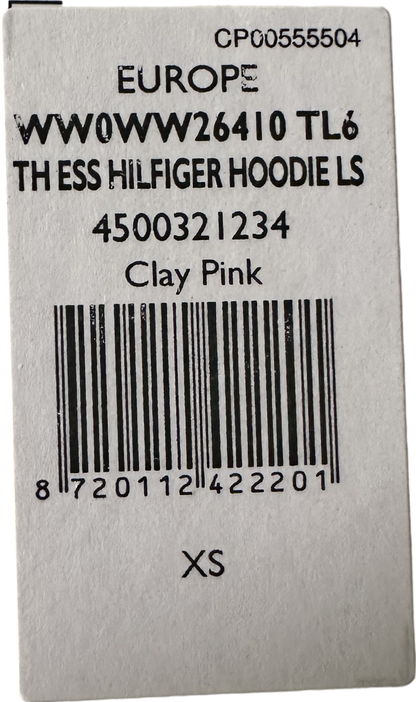 Tommy Hilfiger Pink Logo Embroidery Hoody UK XS