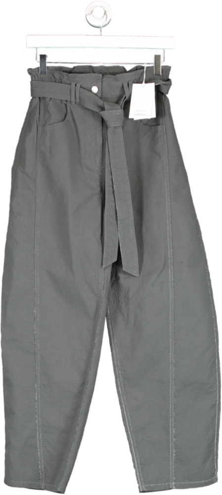 & Other Stories Grey Belted Textured Trousers UK 8