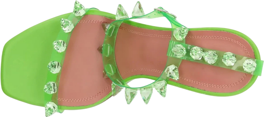 AMINA MUADDI Green Julia Spiked Pvc And Leather Sandals UK 3 EU 36
