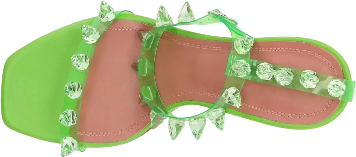 AMINA MUADDI Green Julia Spiked Pvc And Leather Sandals UK 3 EU 36