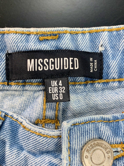 Missguided Blue Distressed Denim Shorts UK 4