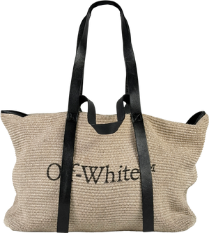 Off-White C/O Virgil Abloh Beige Raffia And Leather Commercial Tote