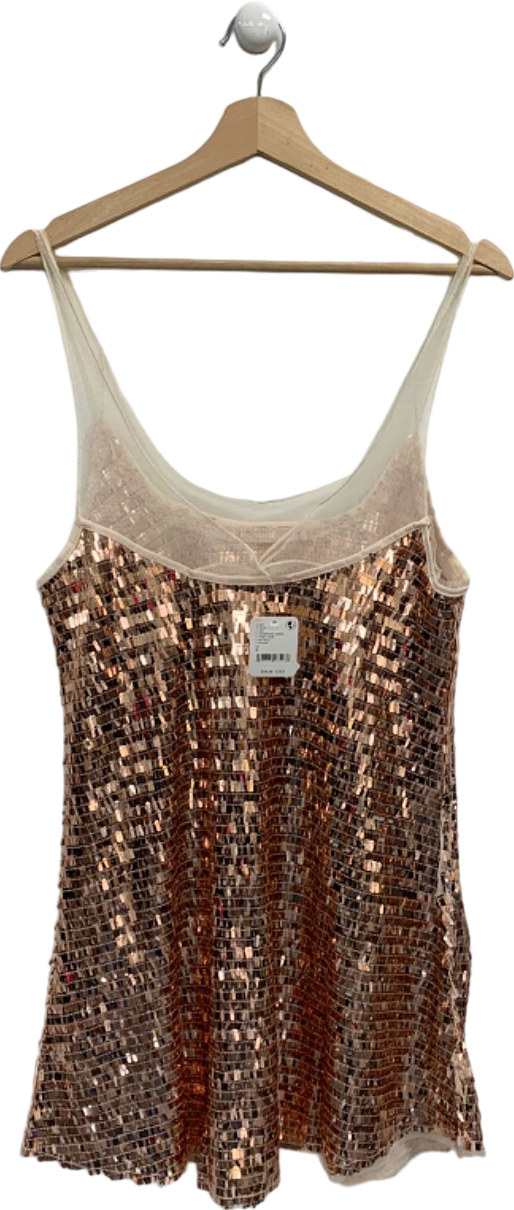 Free People Champagne Combo Sequin Camisole UK S