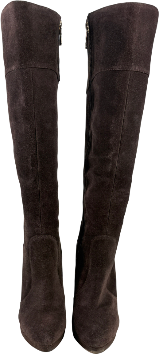 BCBGMAXAZRIA Brown Suede Knee High Boots Leather Soles US10 UK 7.5 EU 40.5