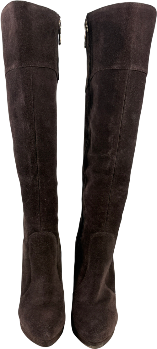 BCBGMAXAZRIA Brown Suede Knee High Boots Leather Soles US10 UK 7.5 EU 40.5