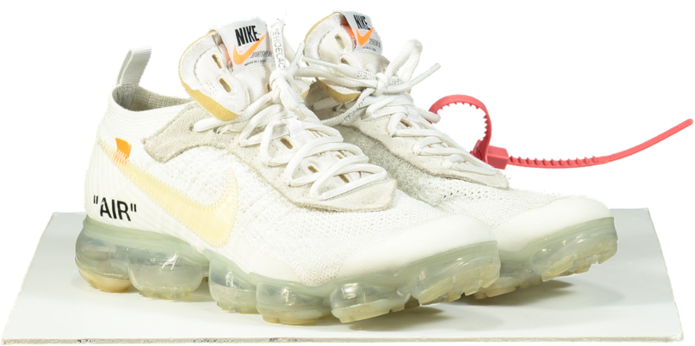 Off White x Nike White Knit Fabric and Suede Air Vapor Max Trainers UK Reliked