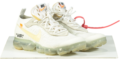 Off-White x Nike White Knit Fabric and Suede Air Vapor Max Trainers UK 7