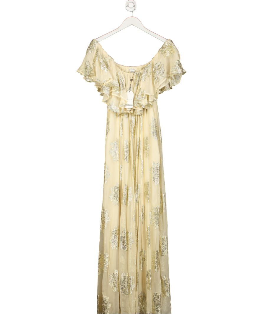 Monsoon Metallic Lyra Ruffle Maxi Dress UK 12