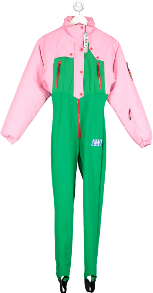 ASOS Pink 80's Colour Block Ski Suit UK 8