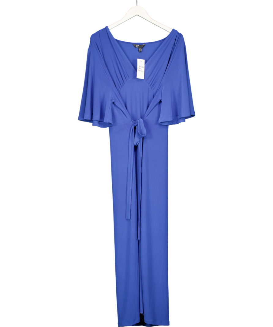 Friends like these Blue V-neck Ity Flutter Sleeve Midi Dress UK 22