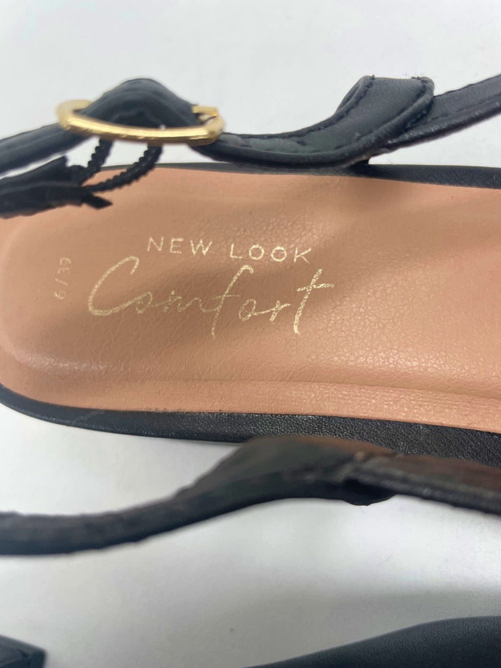 New Look Black Comfort Low Block Heel Slingback Shoes Size UK 6