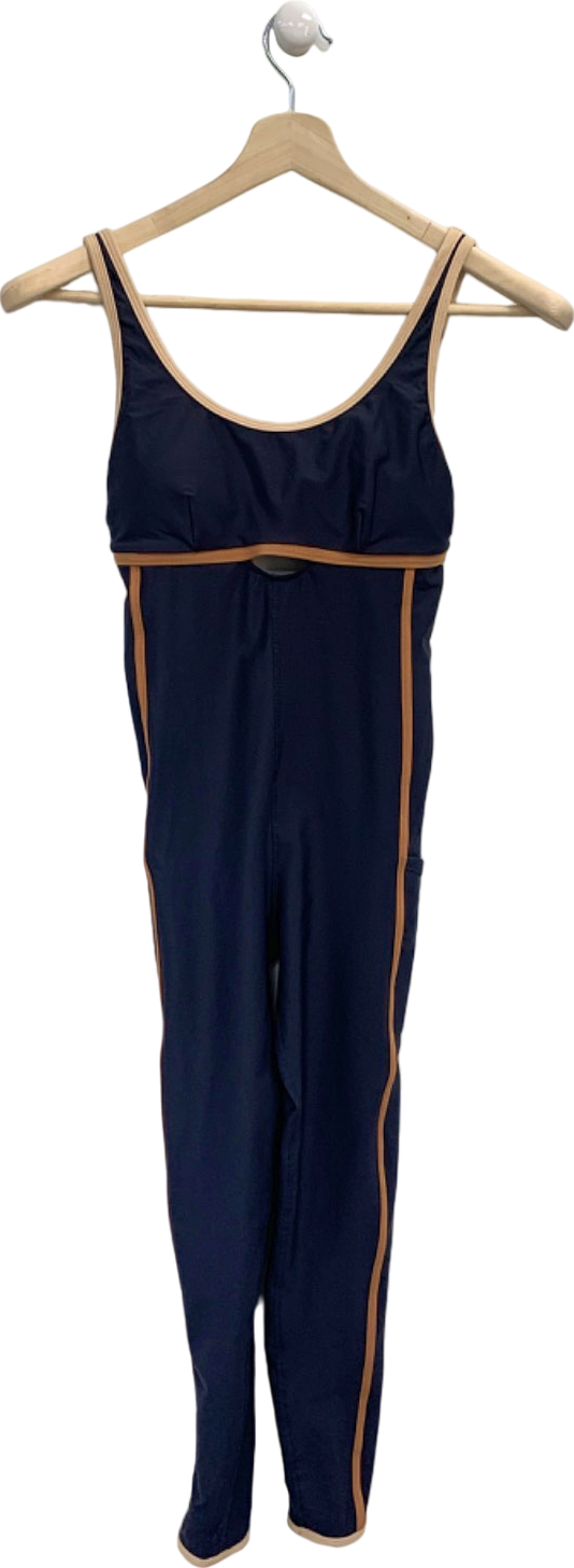 The Upside Navy/Brown Striped Jumpsuit UK S