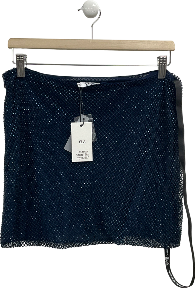 SLA the label Blue Drew Diamante Skirt UK M