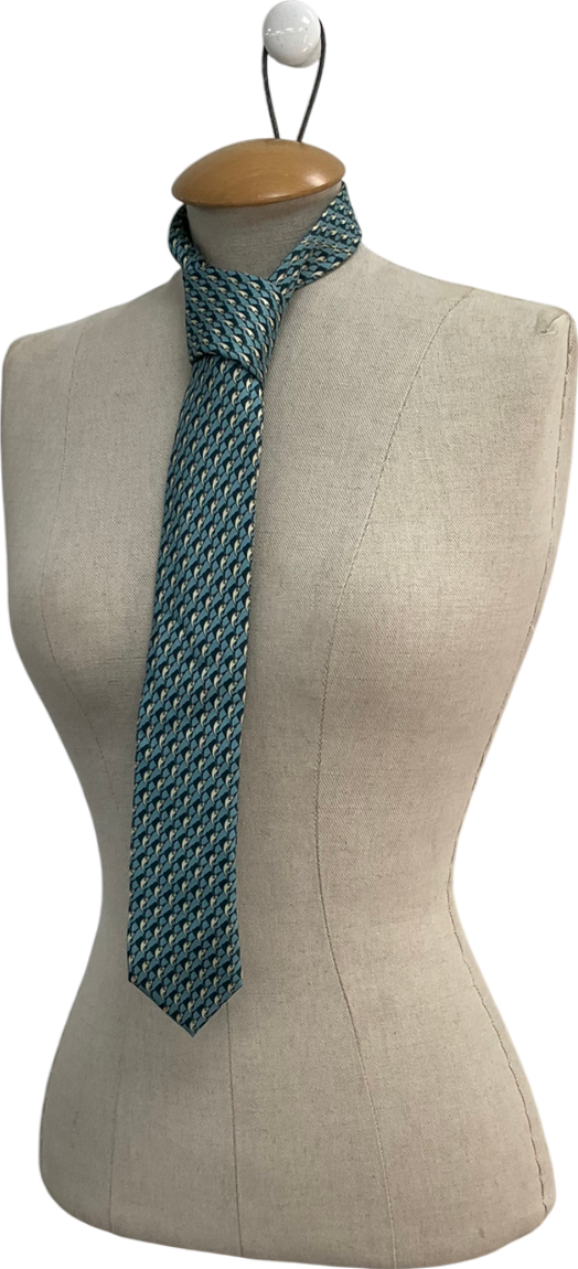 Dolce & Gabbana Blue Silk Fish Patterned Tie One Size