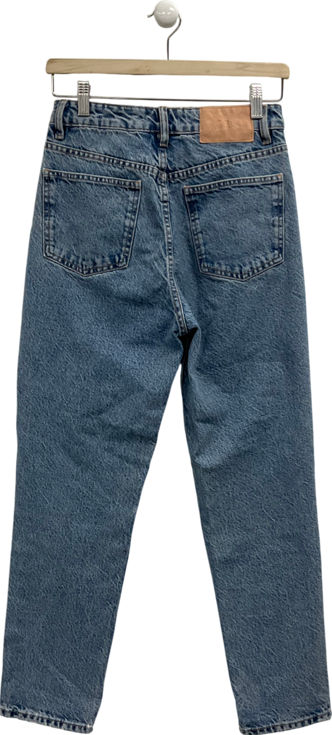 ZARA Blue Straight High-waist Ankle-length Jeans UK XS