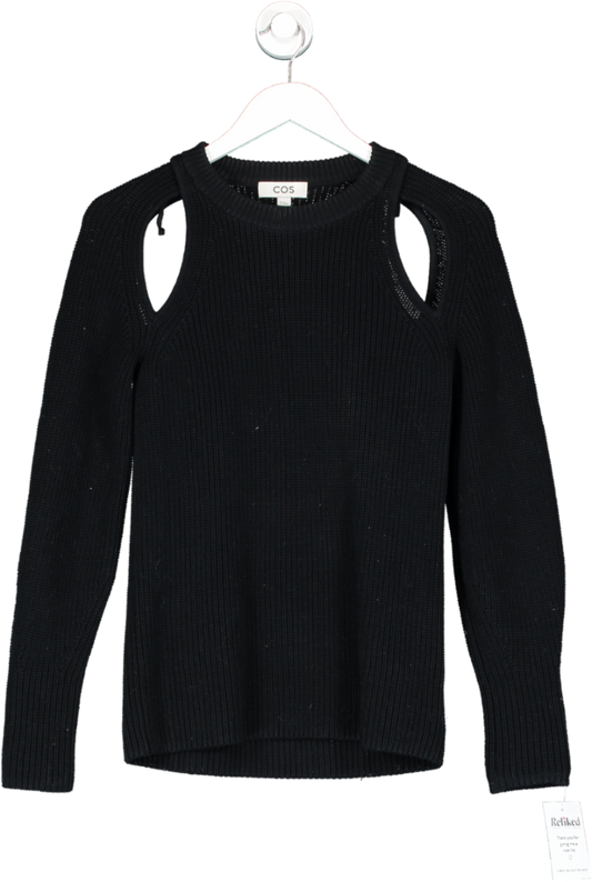 cos Black Knitted Cut-out Jumper UK XS