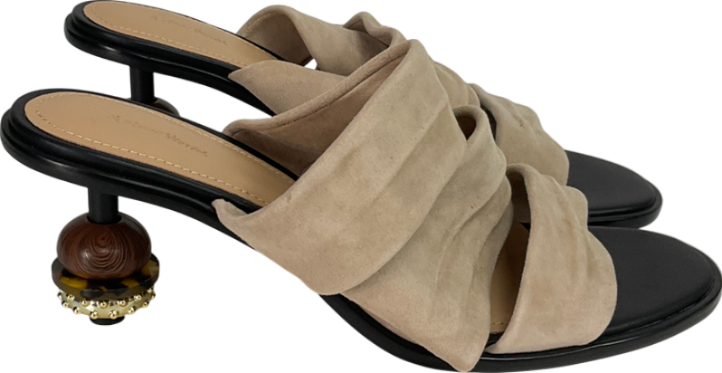 & Other Stories Beige Bead-embellished Leather Mules UK 5 EU 38 👠