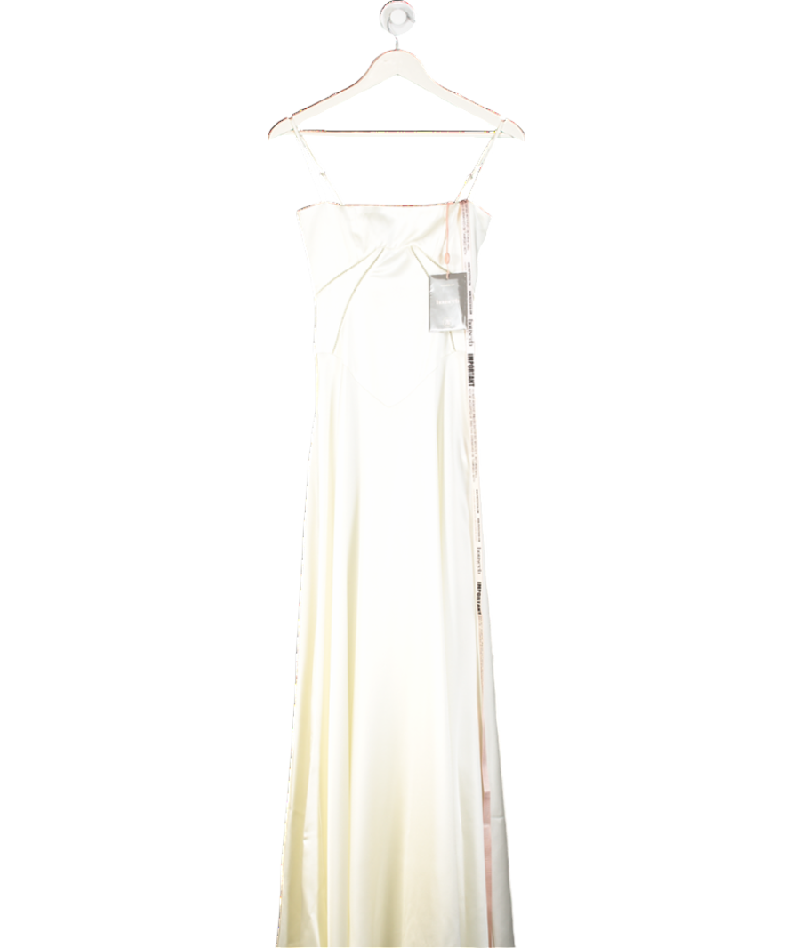 House of CB Cream Anabella Lace-up Satin Gown In Ivory UK XS
