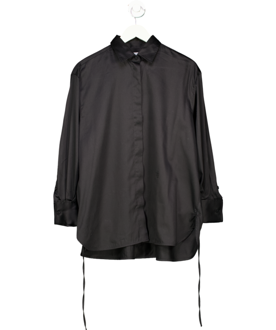 Sessei Black Tie-waist Shirt 100% Cotton UK 8