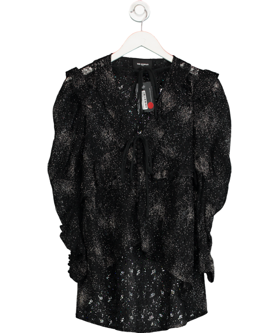 The Kooples Black Sparkly Long Sleeve Blouse UK S