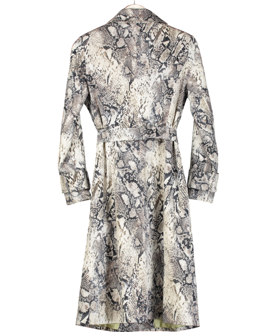 Helene Berman Grey Snake-printed Trench Coat UK 10