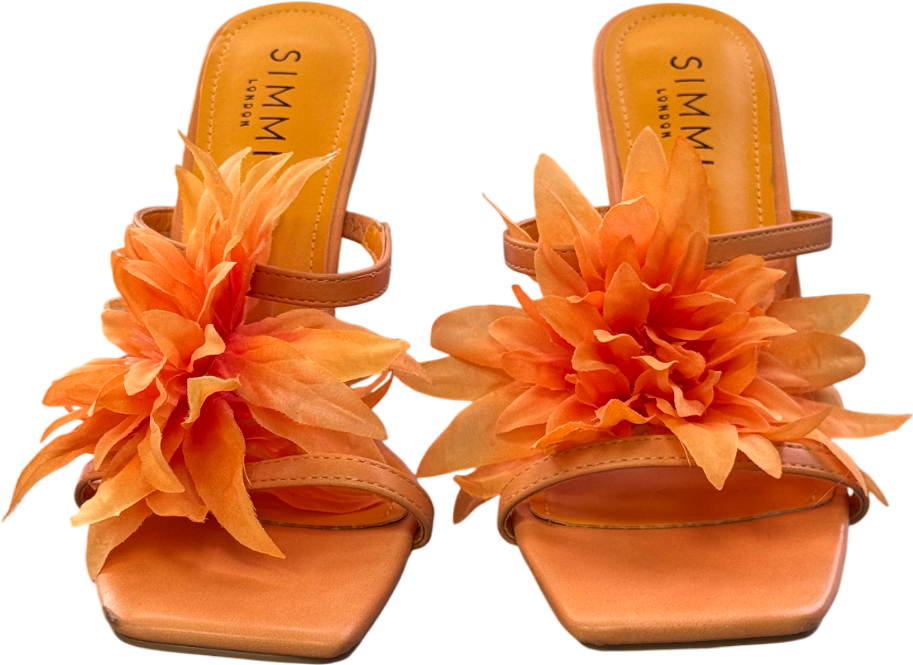 SIMMI London Vaughan Heeled Mule Sandal With Flower Detail In Orange UK 6 EU 39 👠