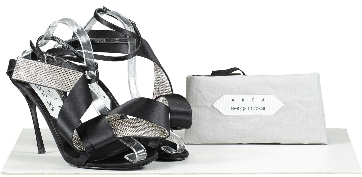 Sergio Rossi X Area Black Marquise Crystal-embellished Sandals UK 6 EU 39 👠