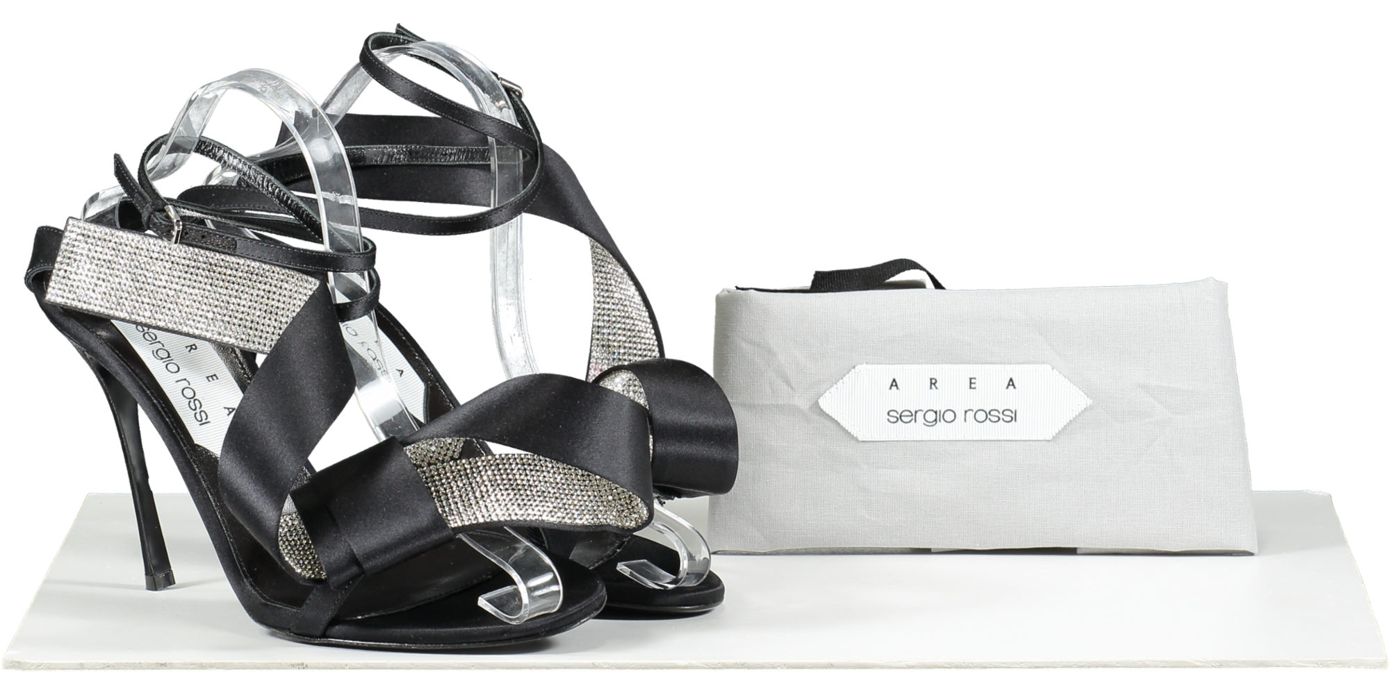 Sergio Rossi X Area Black Marquise Crystal-embellished Sandals UK 6 EU 39 👠