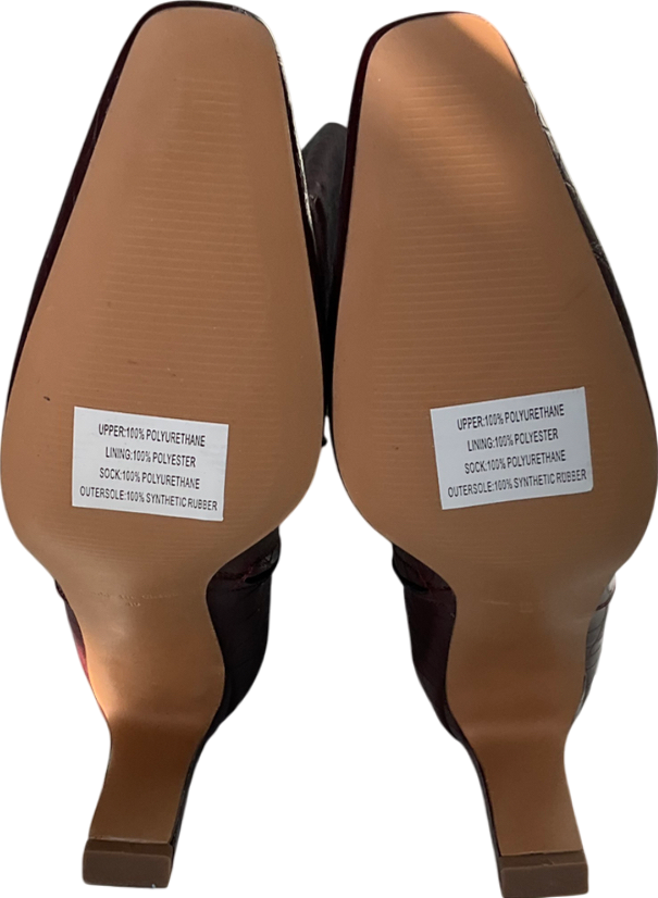 NA-KD Red Squared Toe Croc Pattern Boots UK 7 EU 40 👠