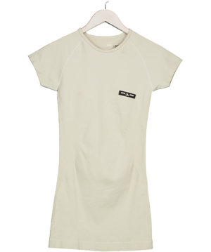 Sisters & Seekers Cream Activewear Rib Short Sleeve Mini Dress UK S