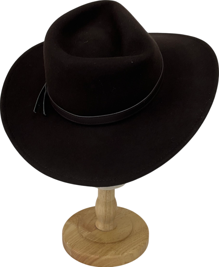 Brown 100% Wool Western Style Hat UK M