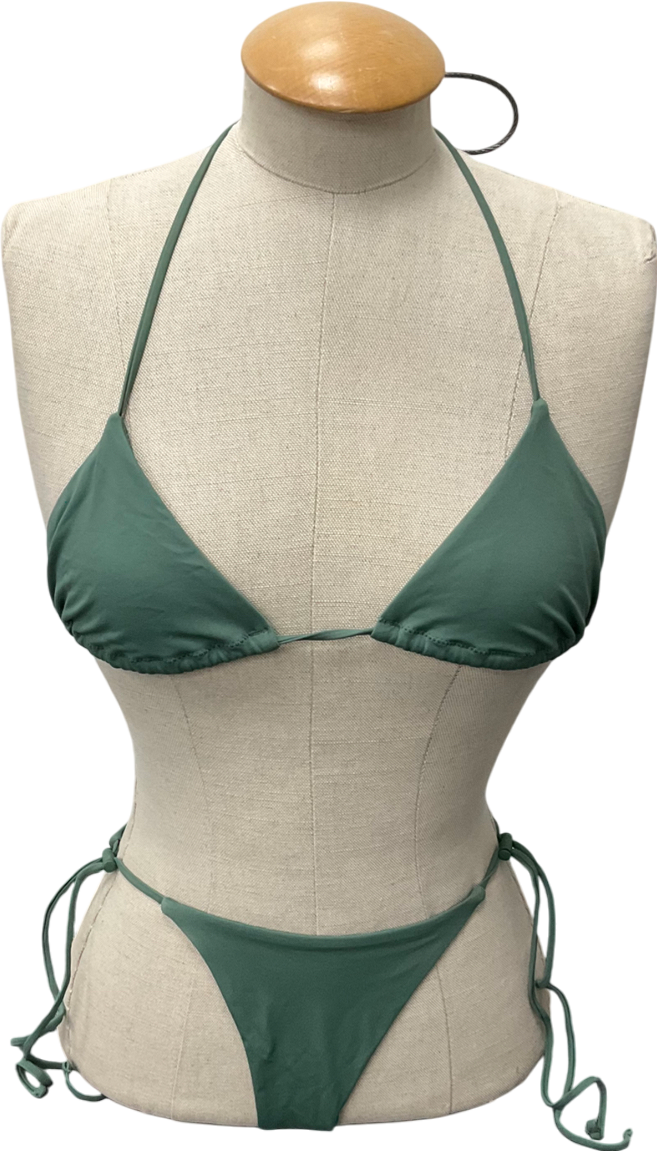 Weekday Green River Side Tie Bikini Bottom & Top UK XS