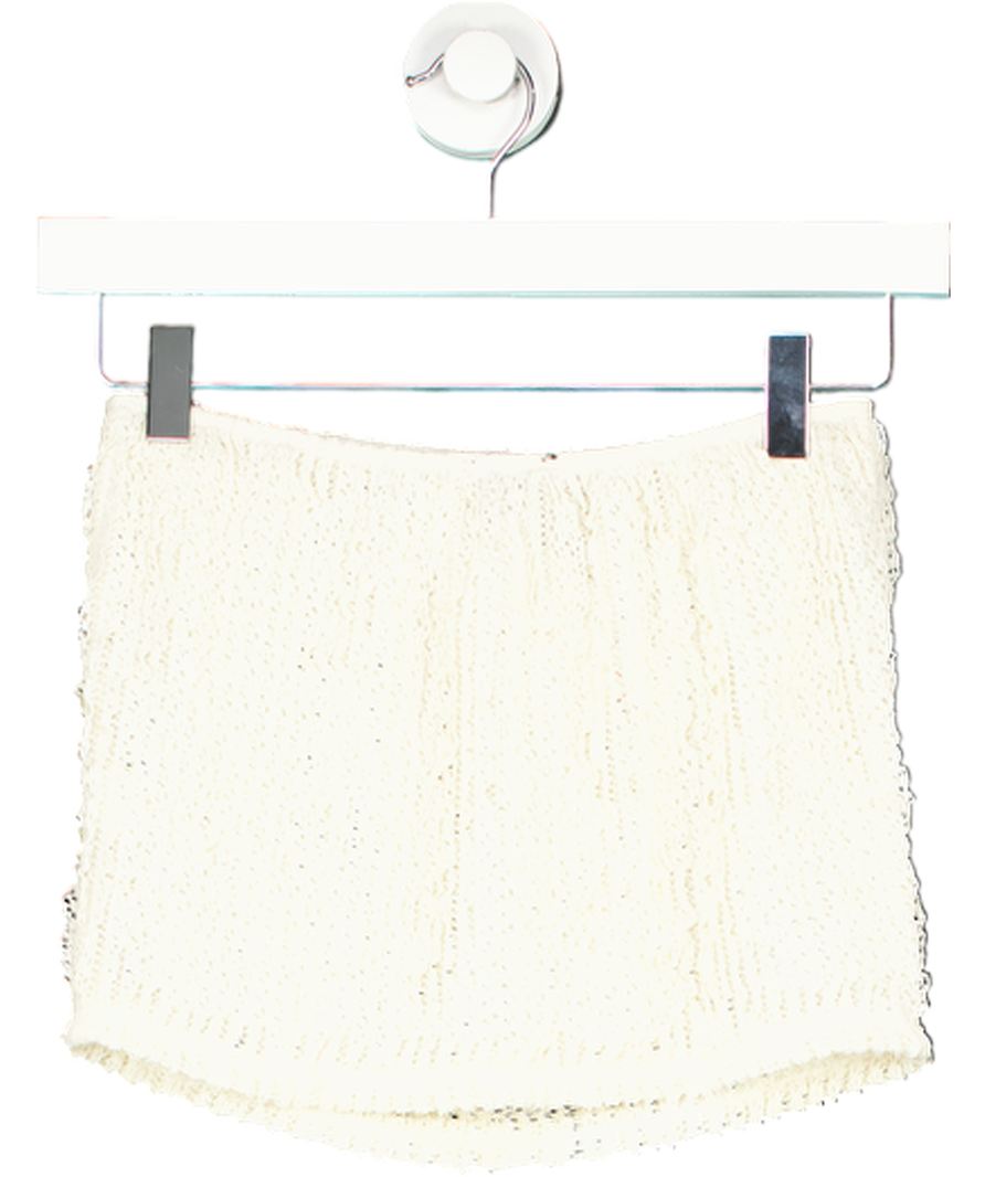PrettyLittleThing Cream Mini Skirt UK 14