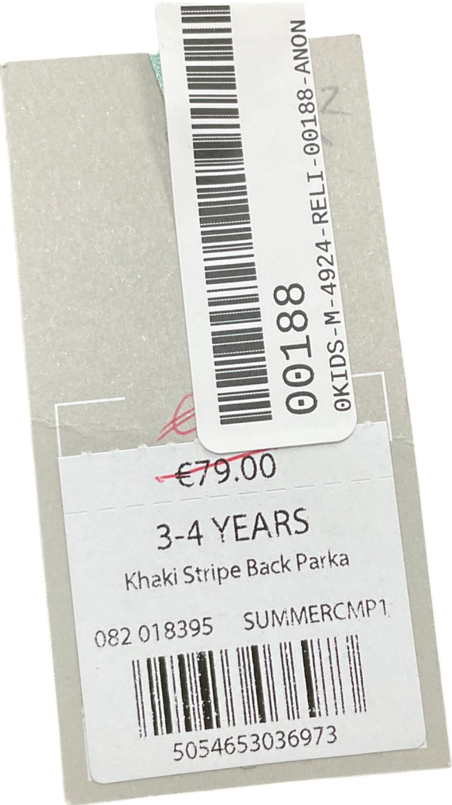 Mintie by Mint Velvet khaki Stripe Back Star embroidered Parka 3 Years