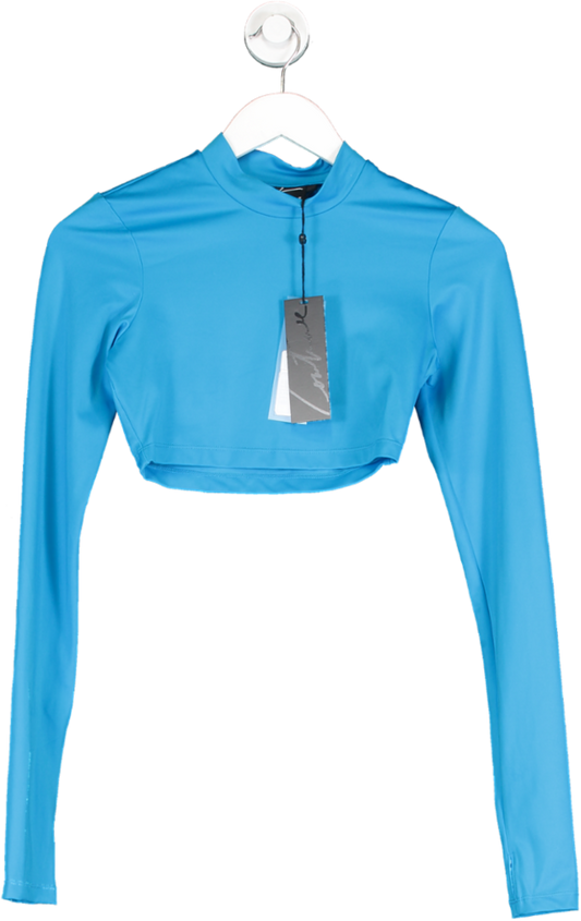 The Couture Club Blue Embroidered Long Sleeve Fitted Top UK 6