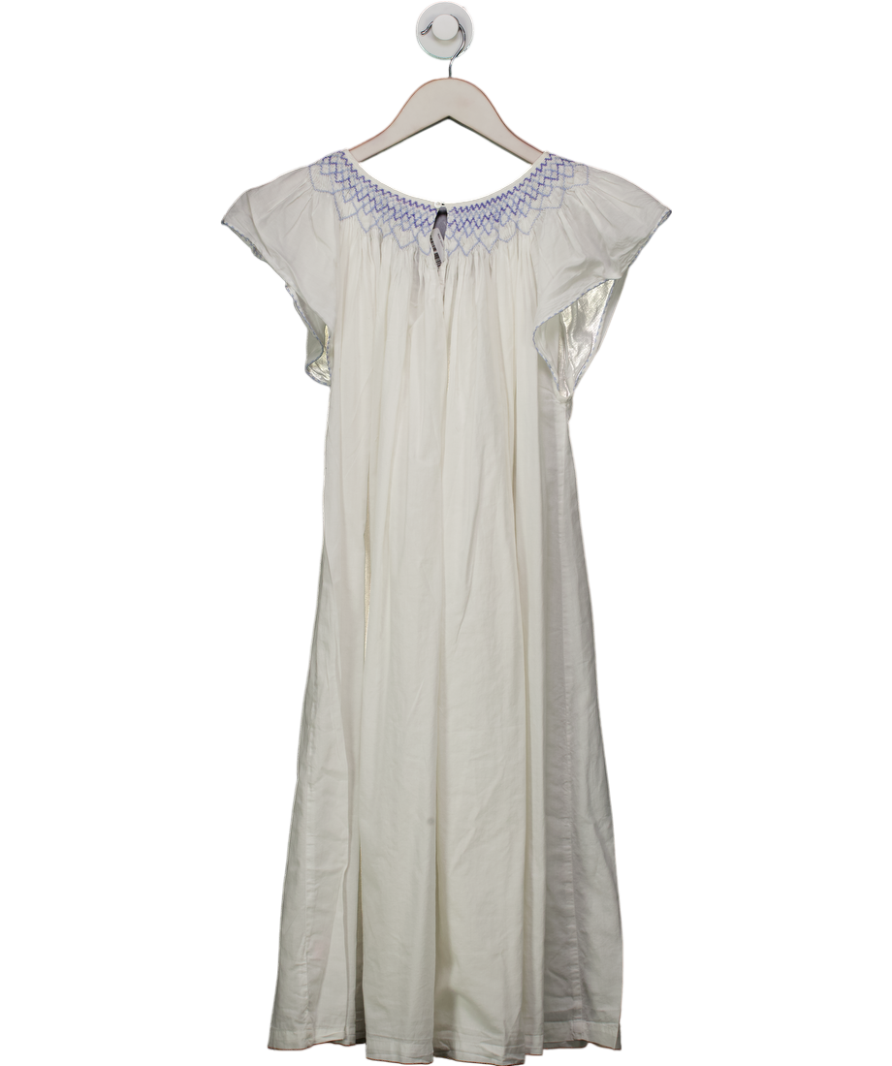 SMOCK LONDON White / Bue  100% Cotton Hand Smocked Dress UK S