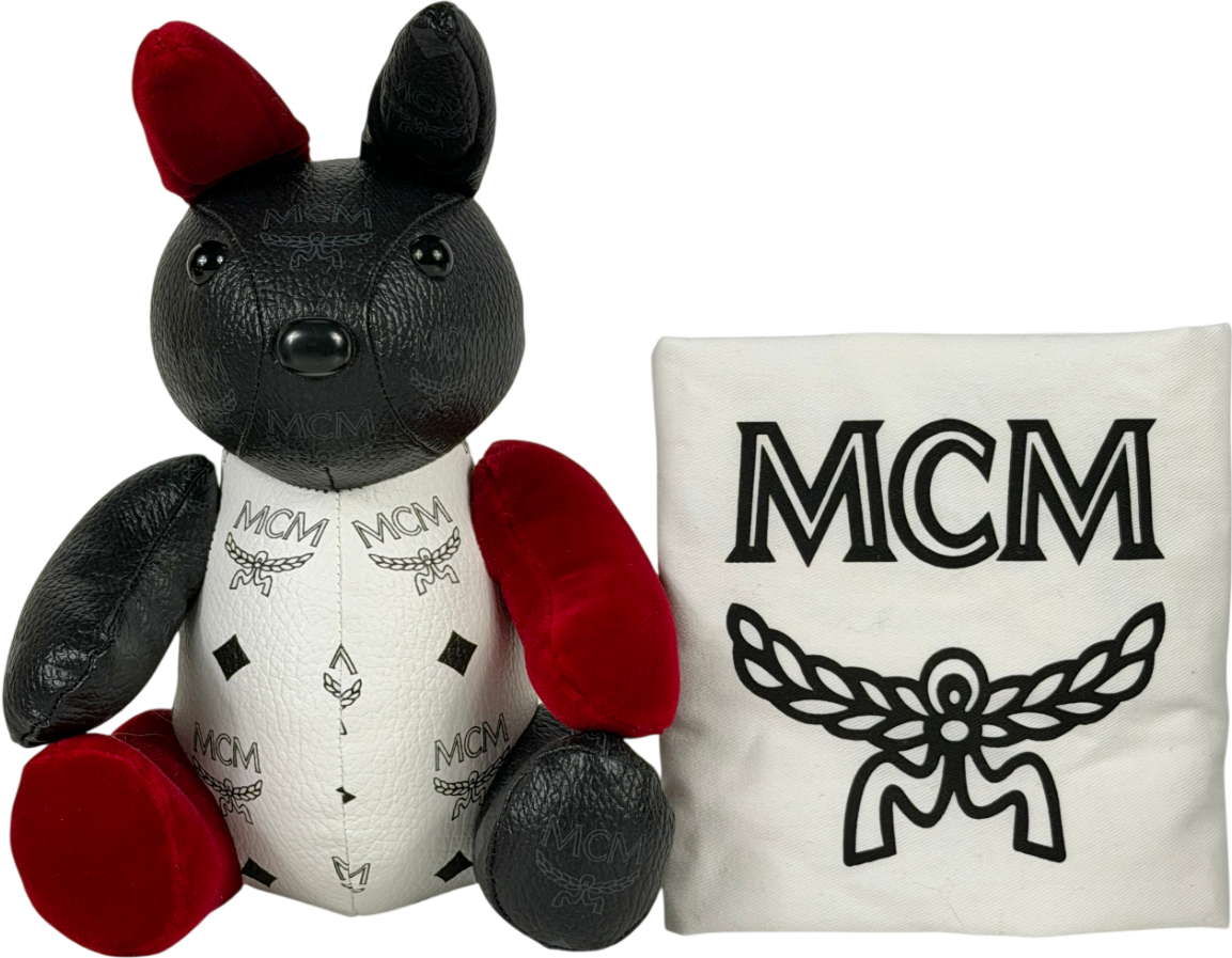MCM Black Leather Rabbit Doll One Size